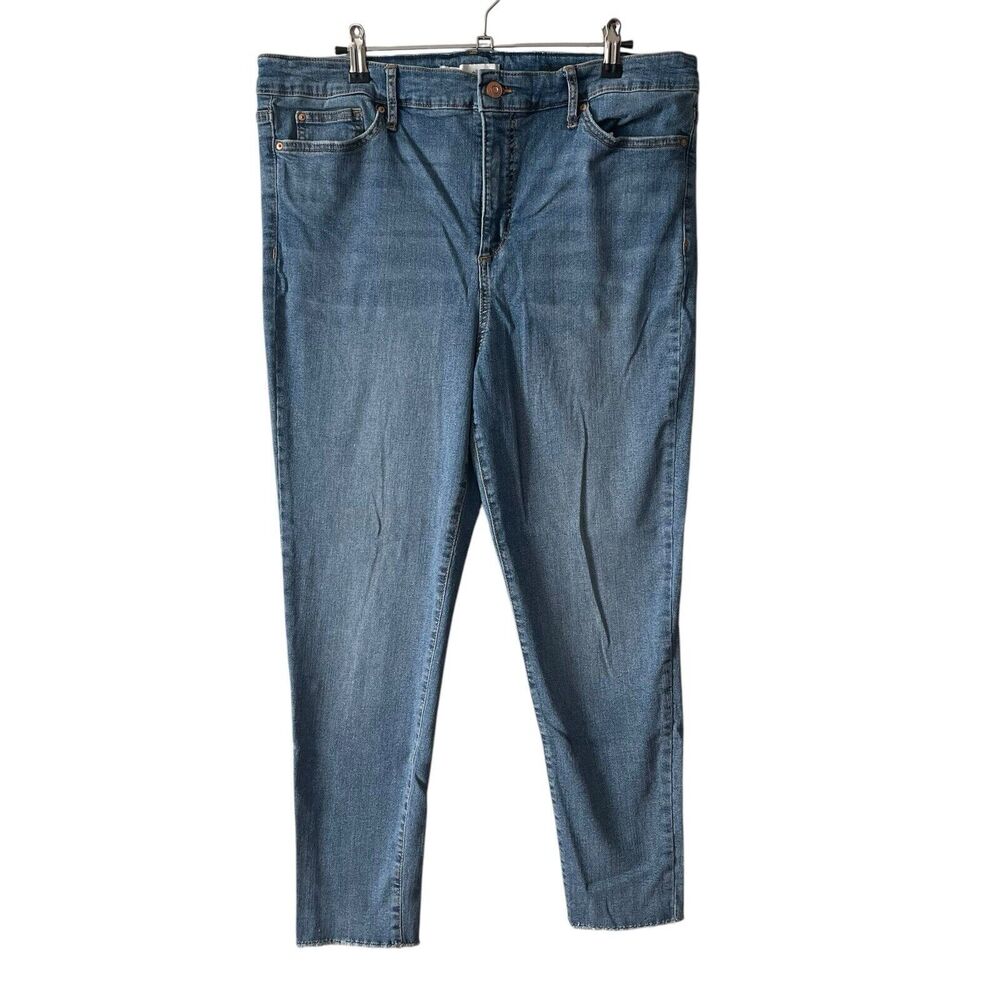 Ella Moss Plus 16 / 33 Jeans High Rise Skinny Ankle Raw Hem Blue Denim